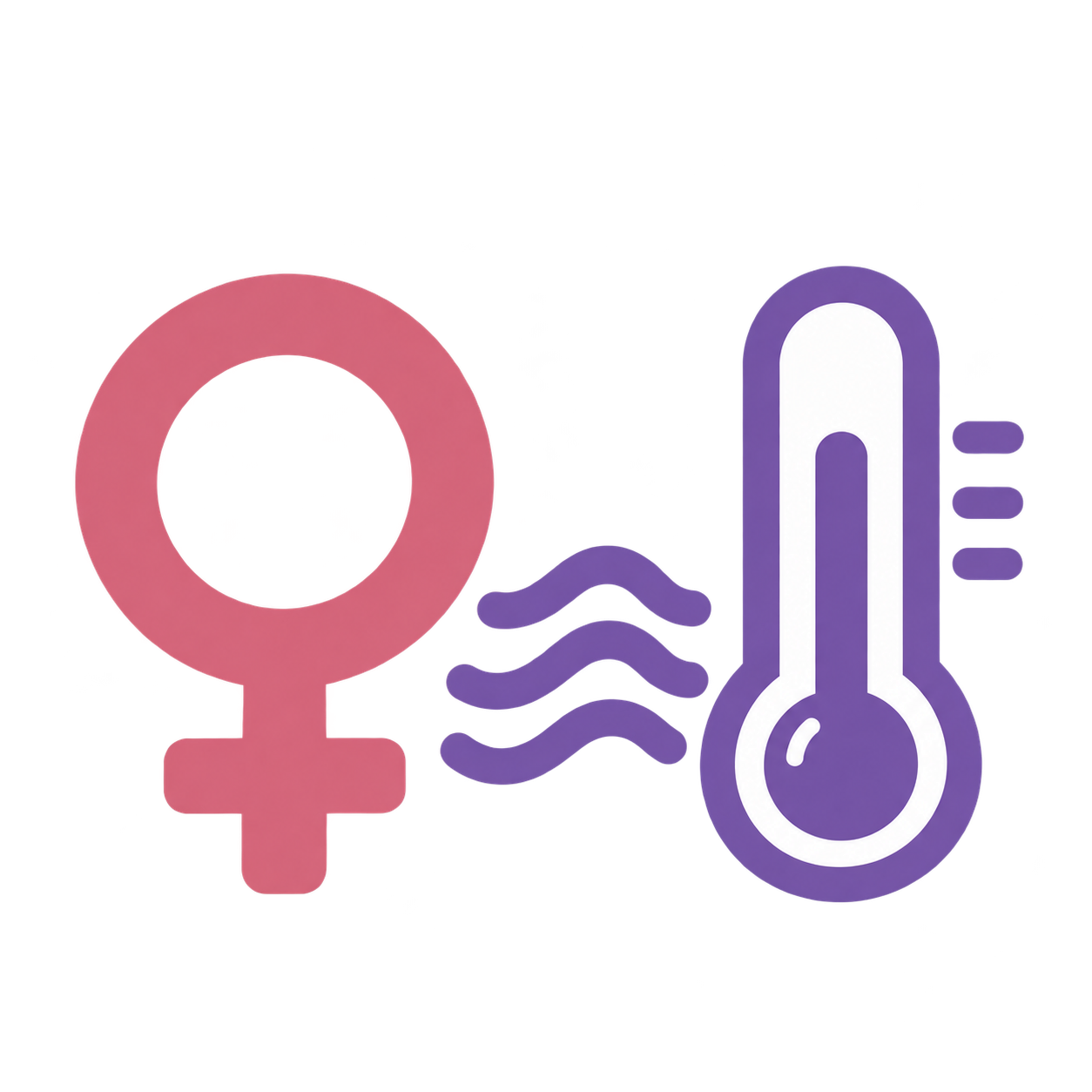 Female symbol and thermometer icon for oestradiol and oestriol treatment information