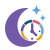 Moon and clock icon for melatonin treatment information